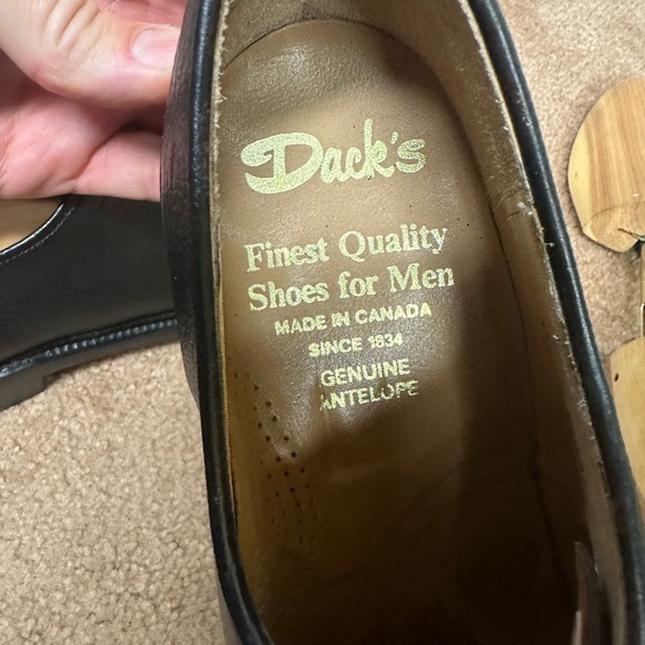 Mens 9.5D Dacks Antelope Leather black oxford dress shoes with trees - Picture 9 of 10